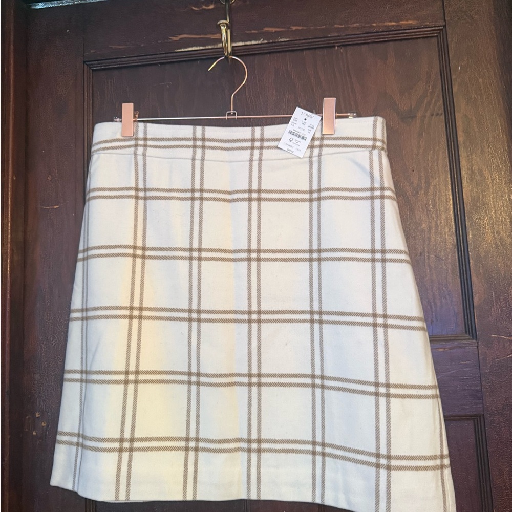 JCrew Factory Plaid Cream and Tan Women's Skirt